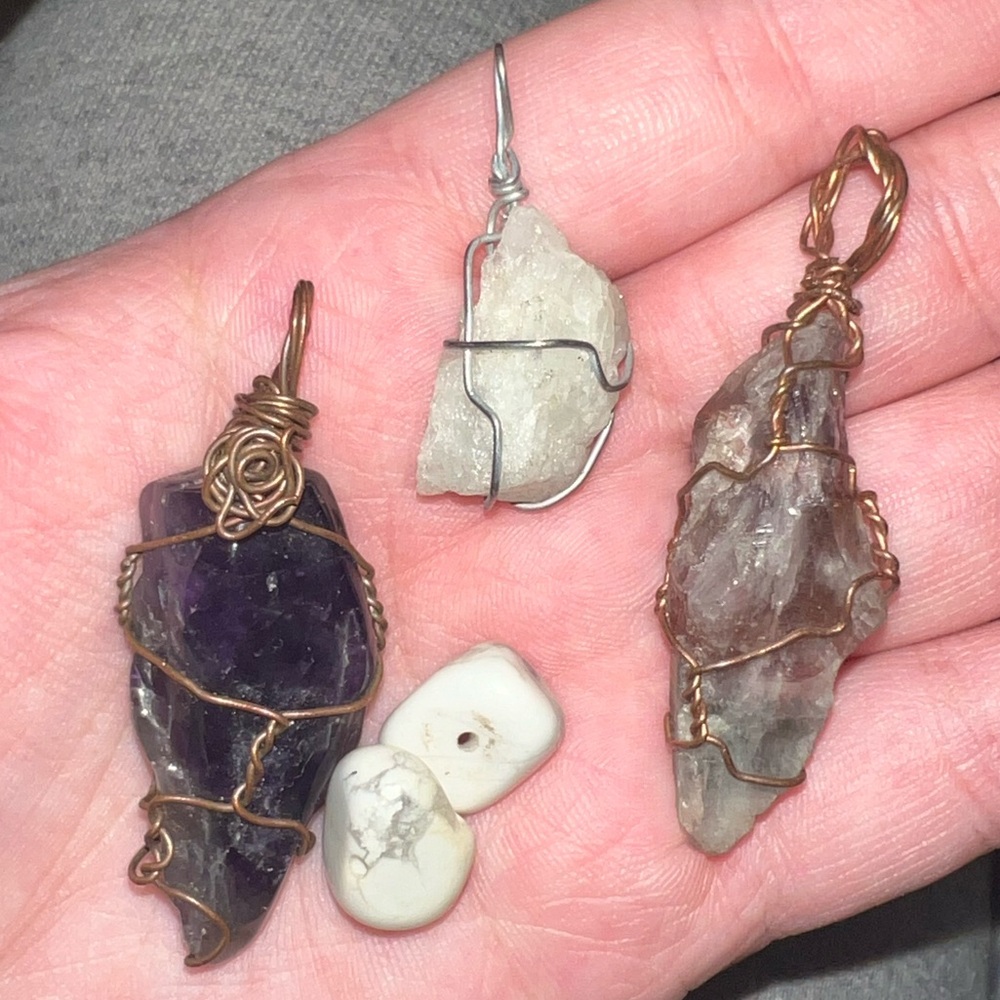 3 Handwrapped Crystal Pendants